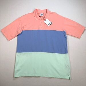 Zara Polo Men's M Multi-Color Block 100% Cotton‎ Pastel Rugby Shirt Casual NWT